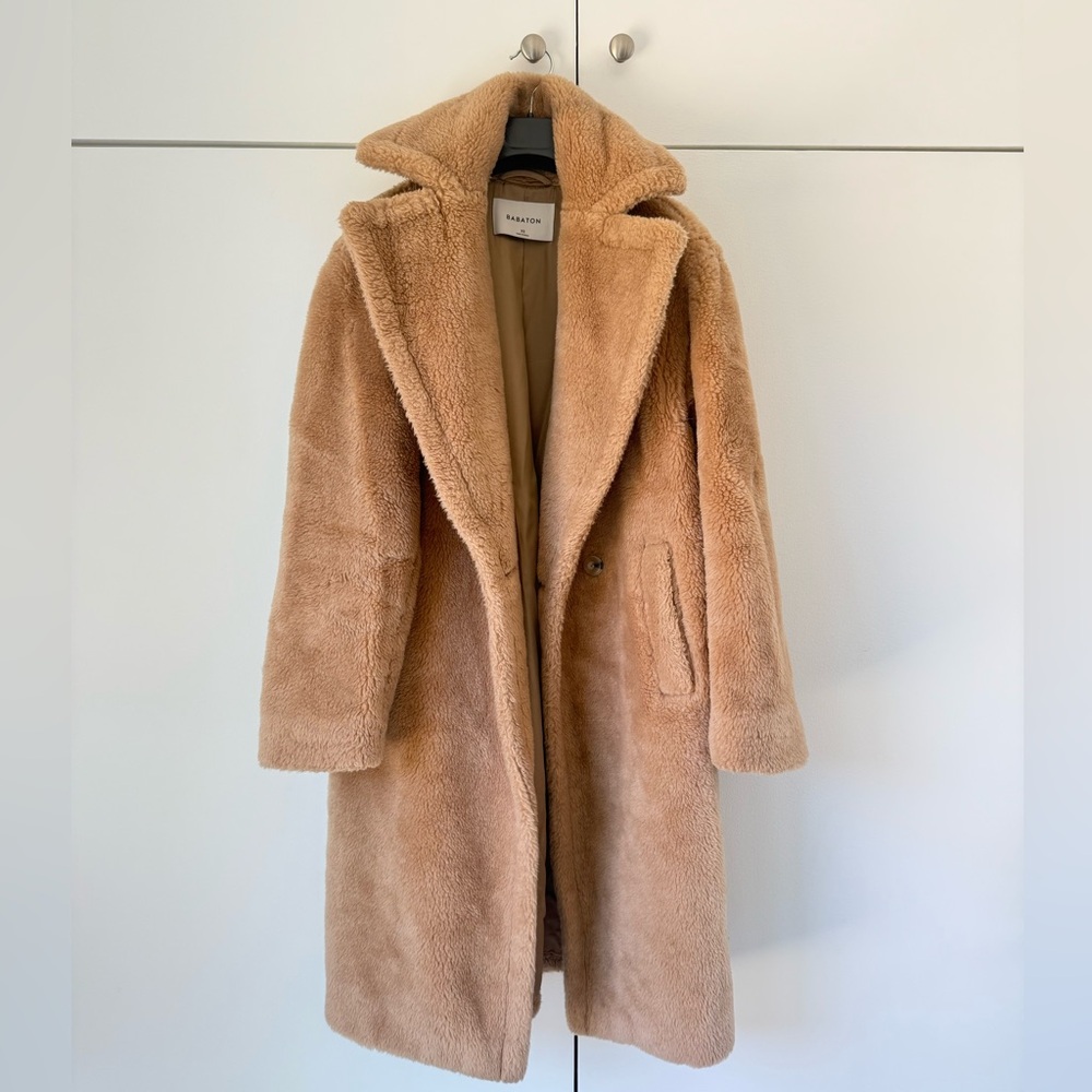 Babaton Tan Teddy Jacket Luxurious Oversized Design
